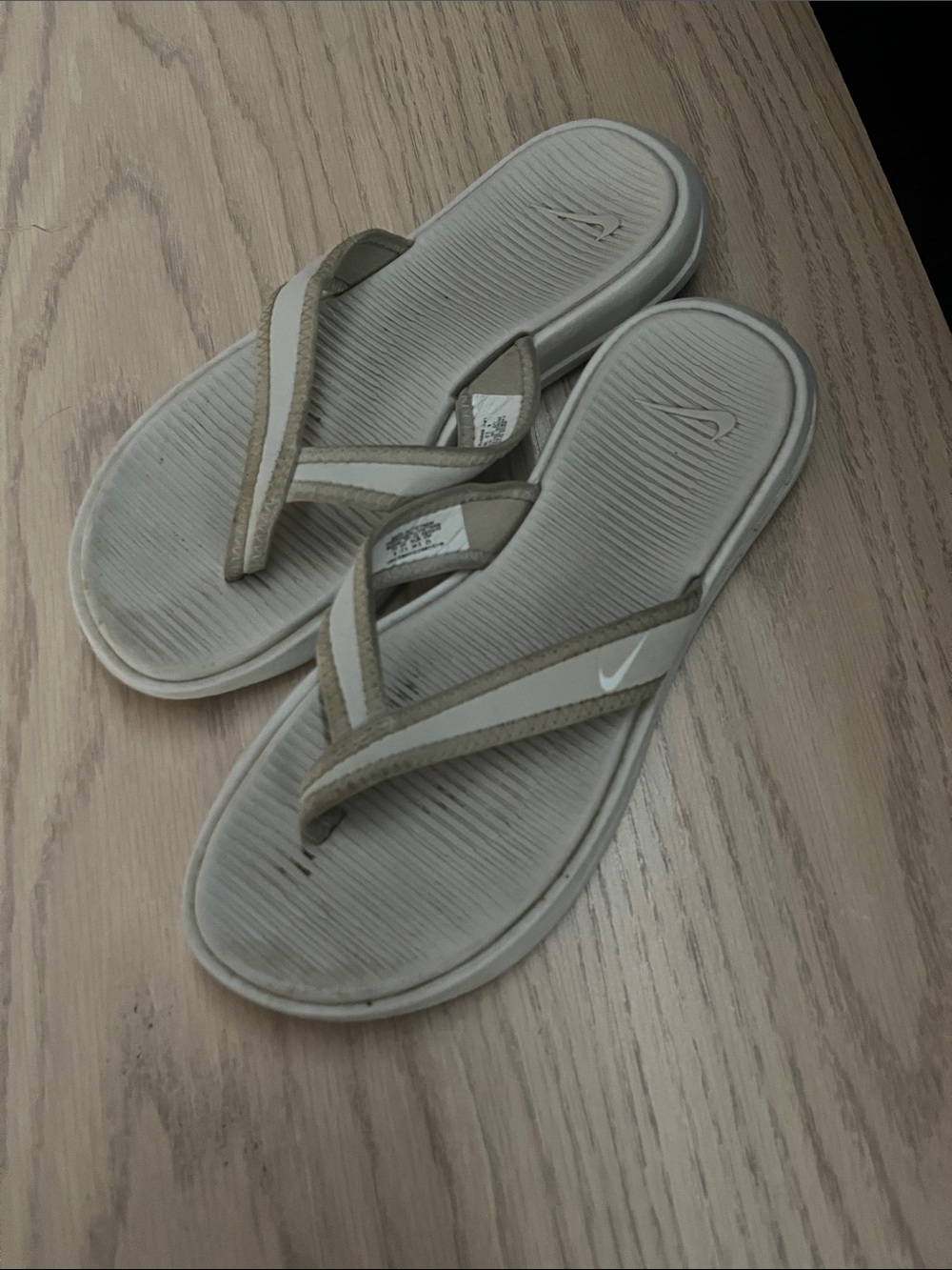 Nike Gray and Tan Women's Flip Flop Sandals